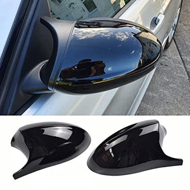 Imagem de Capa de espelho retrovisor preta de fibra de carbono para BMW 1 3 Series E81 E82 E87 E88 E90 E91 E92 E93 (preto brilhante)