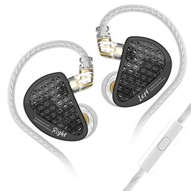 Imagem de Linsoul Fones de ouvido KZ AS16 Pro com fio, drivers de armadura balanceada 16BA, fones de ouvido HiFi Bass in Ear Monitor, com cabo removível de 2 pinos de 0,75 mm (preto, com microfone)