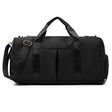 Imagem de Bolsa de viagem dobrável de grande Impermeável Dobrável Encaixa Mala, bolsa esportiva para academia, para esportes, viagens, férias (Preto)