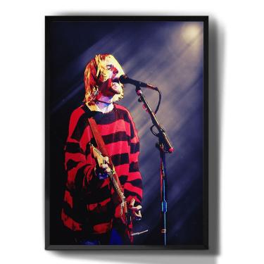 Imagem de Quadro decorativo Emoldurado Nirvana Kurt Cobain Vocalista Banda para sala quarto