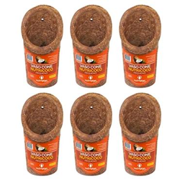 Imagem de Kit 6 Vasos Natural De Fibra De Coco Tipo Cone Para Pendurar Orquídeas