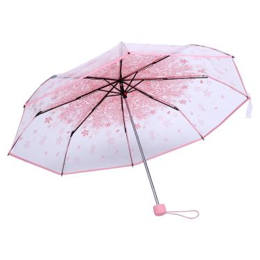 Imagem de Guarda-chuva de chuva, guarda-chuva dobr¨¢vel sakura, guarda-chuva dobr¨¢vel transparente, guarda-chuva elegante princesa flor de cerejeira quatro cores para meninas meninos estudantes mulheres(pin