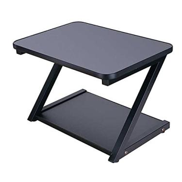 Imagem de Suporte de impressora, suporte de impressora de mesa, 2 camadas, suporte de impressora com prateleiras de armazenamento, prateleira organizadora de armazenamento para casa e escritório para máquina de fax, scanner de arquivos, livros, suporte de impressora marrom rústico para mesa