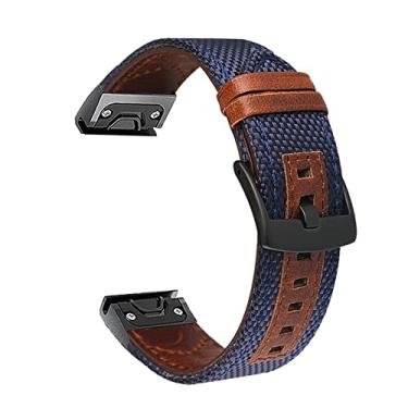 Imagem de GANYUU 22 20 26mm liberação rápida EasyFit Smart para Garmin Fenix 6X 6 Pro 5 5X 5S Plus 3 HR Correia de lona para Forerunner 935 945 Pulseira (Cor: Azul, Tamanho: 22mm Fenix 5 5 Plus)