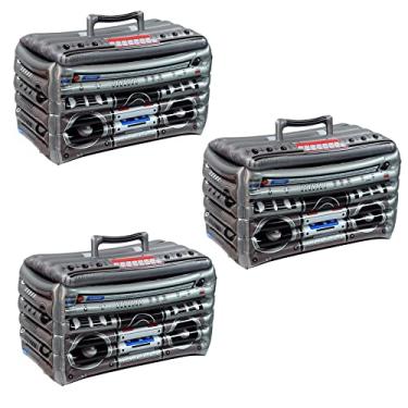 Imagem de Beistle 3 peças inovadoras infláveis hip hop boom box refrigeradores para decorações temáticas de festa dos anos 80, suportes de bebidas retrô dos anos 80, 40,64 x 60,96 cm, multicolorido