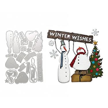 Imagem de Qoiseys Boneco de neve de Natal cortado de metal para fazer cartões, corte de matrizes estêncis para álbum de fotos DIY scrapbooking modelo de gravação de papel decorativo