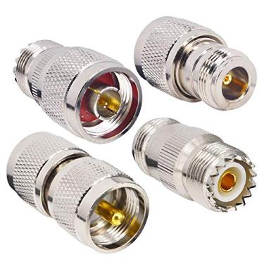Imagem de onelinkmore Kit de conector adaptador coaxial RF macho/fêmea para UHF PL-259 SO-239 M/F adaptador reto para antena de cabo de extensão CCTV N para kit de adaptador coaxial UHF