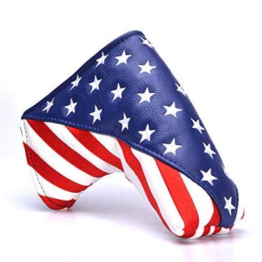 Imagem de PLUSKER USA Capa para taco de golfe com fecho magnético, estrelas e listras, design com padrão de bandeira americana, capas para cabeça de golfe patriótica