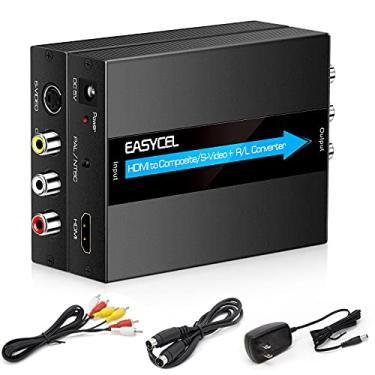 Imagem de EASYCEL Conversor HDMI para S-video RCA com cabos S-video e RCA, adaptador HDMI Svideo e conversor HDMI para AV CVBS composto, conversor HDMI In RCA + S-video de saída (alumínio)