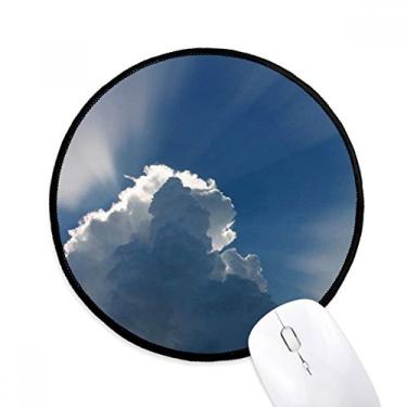 Imagem de Sunshine Mouse pad com nuvens brancas escuras, tapete redondo para computador