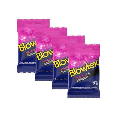 Imagem de Kit 4 Pacotes Preservativo Blowtex Orgazmax C/ 3 Unidades Cada