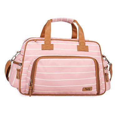 Imagem de Bolsa Maternidade Listrada Grande Hug Rosa Claro
