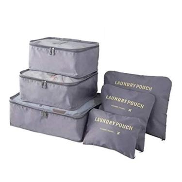 Imagem de KIT 6 SACOS BOLSAS ORGANIZADOR MALA ROUPAS BAGAGEM VIAGEM CINZA