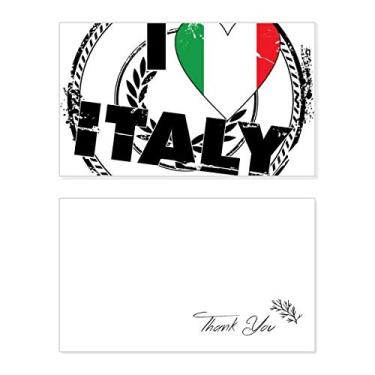 Imagem de I Love Italy Bandeira com a palavra Love Heart Pattern Cartão de agradecimento aniversário aniversário comemorações casamento agradecimento