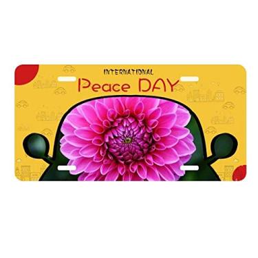 Imagem de DIYthinker Flores grandes rosa lindas folhas verdes placa etiqueta decoração carro dia da paz