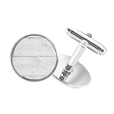 Imagem de DIYthinker Abotoaduras com clipe de botão redondo e textura de papel de parede áspero para piso de madeira branca