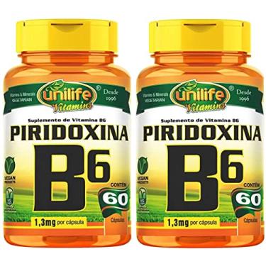 Imagem de Vitamina B6 (Piridoxina) - 2 unidades de 60 Cápsulas - Unilife