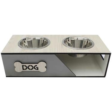 Imagem de Comedouro Barcelona Cinza para Cães e Gatos - Tam. G
