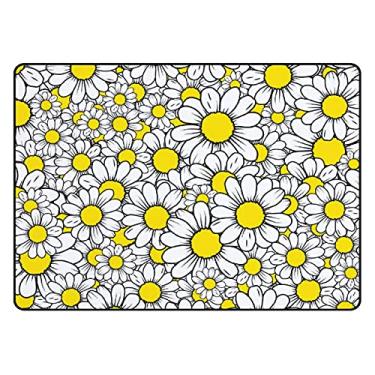 Imagem de Tapete de área para sala de estar, quarto, amarelo, branco, margarida, floral, tapete macio, para sala de jantar, sala de aula, 1,2 m x 1,8 m