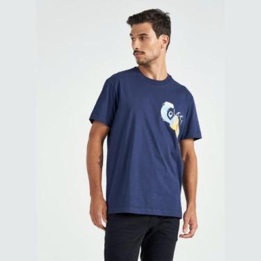 Imagem de Camiseta Colcci Manga Curta Waves Masculina Azul Darkness