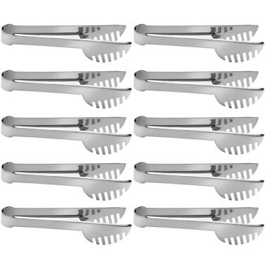 Imagem de Kit 10 Pegador De Massa Salada Carne Pinça Universal Inox 17,5cm - AMZ
