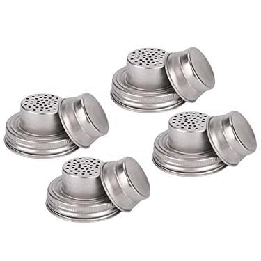Imagem de Tampas de coqueteleira Mason Jar para coquetéis, farinha, misturar especiarias, açúcar, sal, pimentas e mais ou shake drinks Cocktail-Fits 70mm boca regular Mason Jar Pote para conservas 4 pacotes de aço inoxidável 304