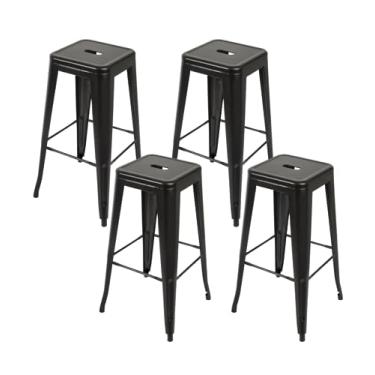 Imagem de Kit com 4 Banquetas Tolix Iron Aço Carbono Industrial - Preto