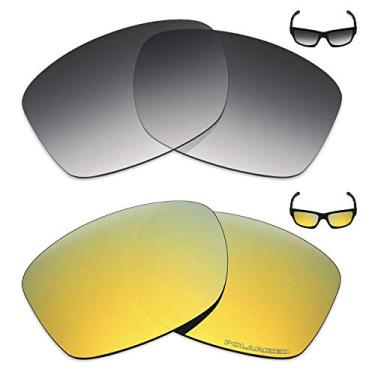 Imagem de Mryok+ 2 pares de lentes polarizadas de substituição para óculos de sol Oakley Jupiter Squared – Cinza dégradé Tint/Ouro 24K