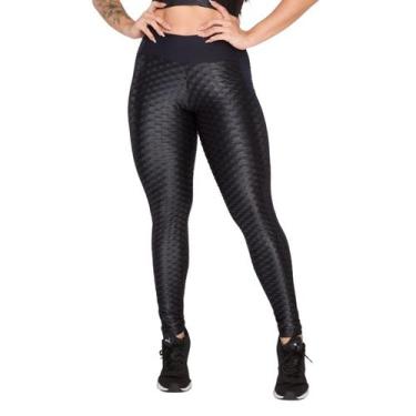 Imagem de Calça Legging Feminina Cirrê Bolha 3D Poliamida Compressão Fitness Aca