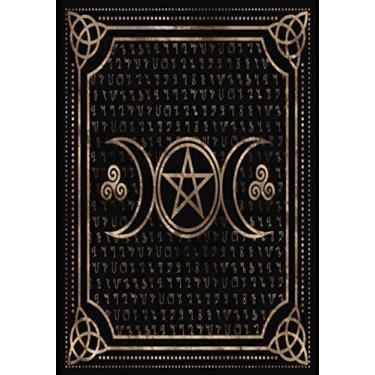 Imagem de Livro das Sombras: Caderno forrado em branco | Diário Grimório Vazio para Mulheres e Homens | Capa Dourada Tripla Deusa | Livro de Feitiços de Suprimentos e Ferramentas Wiccanas de Bruxa (17,78 cm x 25,4 cm, Pautado Largo, 110 Páginas)