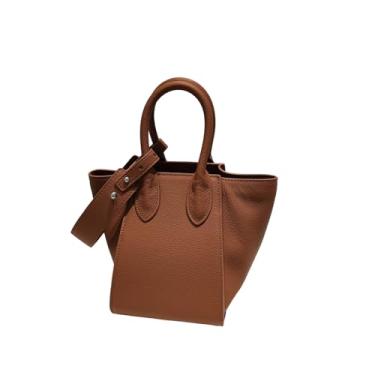 Imagem de Bolsa de ombro em couro legítimo com alça superior para mulheres Bolsa tipo pasta Bolsa com alça ajustável (C)