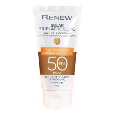 Imagem de Proteção Facial Avon Renew Solar Hialurônico Média Fps50 40g Protetor facial matte