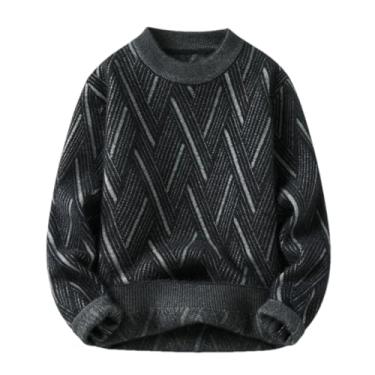 Imagem de KANG POWER Suéter masculino meia gola rolê outono e inverno pulôver casual cor sólida malha base camisa grossa Crewne, Preto, X-Large
