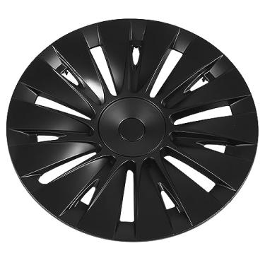 Imagem de Capas De Tampa De Cubo, 4 Peças De Tampas De Cubo De Reposição Compatíveis Com Tesla Modelo Y, Tampas De Cubo De Roda Pretas Foscas De 19 Polegadas, Substituição De Protetor De Capa De Aro De Automóve