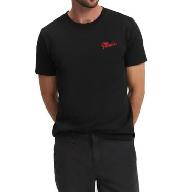 Imagem de Camisetas masculinas casuais IL Illinois bordadas de algodão premium confortáveis e macias de manga curta, Preto, P
