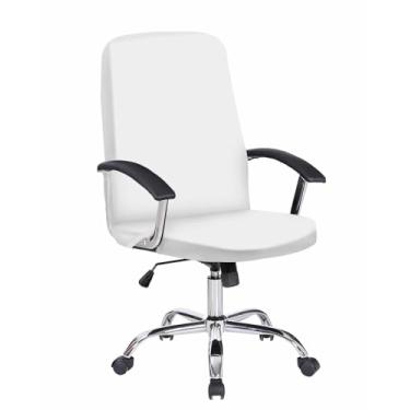 Imagem de Savannan Capa para cadeira de escritório, branca, com ajuste elástico, capa para cadeira de computador, capa removível para cadeira de escritório, 1 peça, média