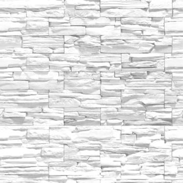 Imagem de Papel De Parede Adesivo Pedra Canjiquinha Branco Rolo 2,5m