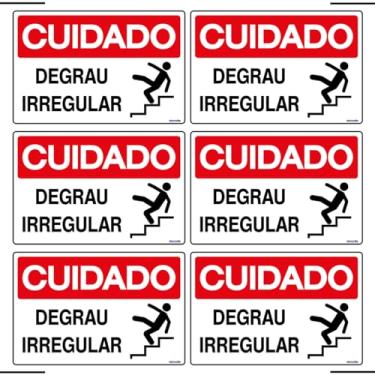 Imagem de Combo 6 Placas De Sinalização Cuidado Degrau Irregular 30x20 Acesso - S-216/1 F9e