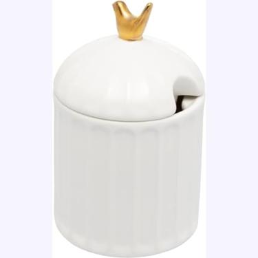 Imagem de WOLFF - Açucareiro de Cerâmica Colibri com Colher e Tampa Branco 7cm x 12cm