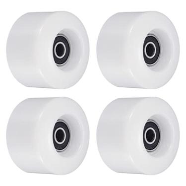 Imagem de PATIKIL Roda de skate de 55 mm com rolamentos ABEC-9, pacote com 4 rodas de rua para skates Cruiser substituição de roda 80A, branco