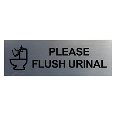 Imagem de Placa de mictório Basic Please Flush (prata escovada) - pequeno