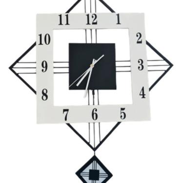 Imagem de Relógio De Parede Retrô Vintage Preto E Branco Pendente 60cm