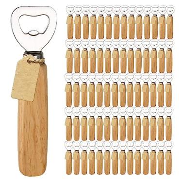 Imagem de 70 peças de abridores de garrafas de barman, abridores de garrafa de cerveja, sidra, refrigerantes - cabo de madeira portátil
