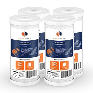 Imagem de Aquaboon Cartucho de filtro de água de carbono ativado de 5 mícrons | Cartucho de filtro de água para toda a casa 10 x 4,5 | Substituição de filtro de água CTO compatível com WFHDC8001, GE FXHTC,