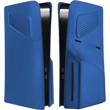 Imagem de Adequado para case de versão de disco PS5 Slim, painel com aberturas de resfriamento, capa protetora anti-riscos e à prova de poeira, painéis laterais de reposição ABS. (ABS-azul)