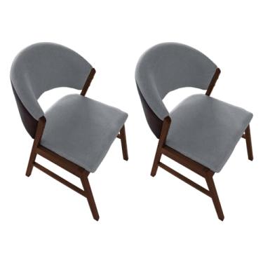 Imagem de Kit 2 Cadeiras De Jantar Madeira Maciça Mel Débora Linho Cinza Compose Facto Ocre