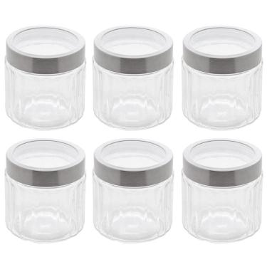 Imagem de 6 Potes de Vidros com Tampa Inox 870ml Sydney Lyor Condimentos Biscoito