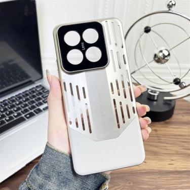 Imagem de Capa de telefone de dissipação de calor de esqueleto de luxo para Xiaomi 14 13 Pro 14Pro 13Pro Protetor de câmera de lente completa Capa de resfriamento respirável, cinza titânio, para Xiaomi 13