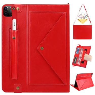 Imagem de UUcovers Capa tiracolo para iPad Air de 11 polegadas M3/M2 (2025/2024) com suporte para lápis, alça de ombro/alça de mão/bolsos para cartão, carteira magnética de couro sintético com suporte fólio