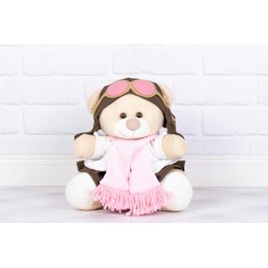 Imagem de Urso de Pelúcia Aviador Classico Tedde 22 cm (ROSA)